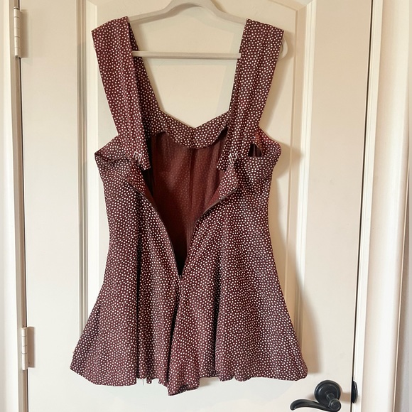 Vintage Alyn Paige brown romper with small white polka dots - Picture 7 of 11